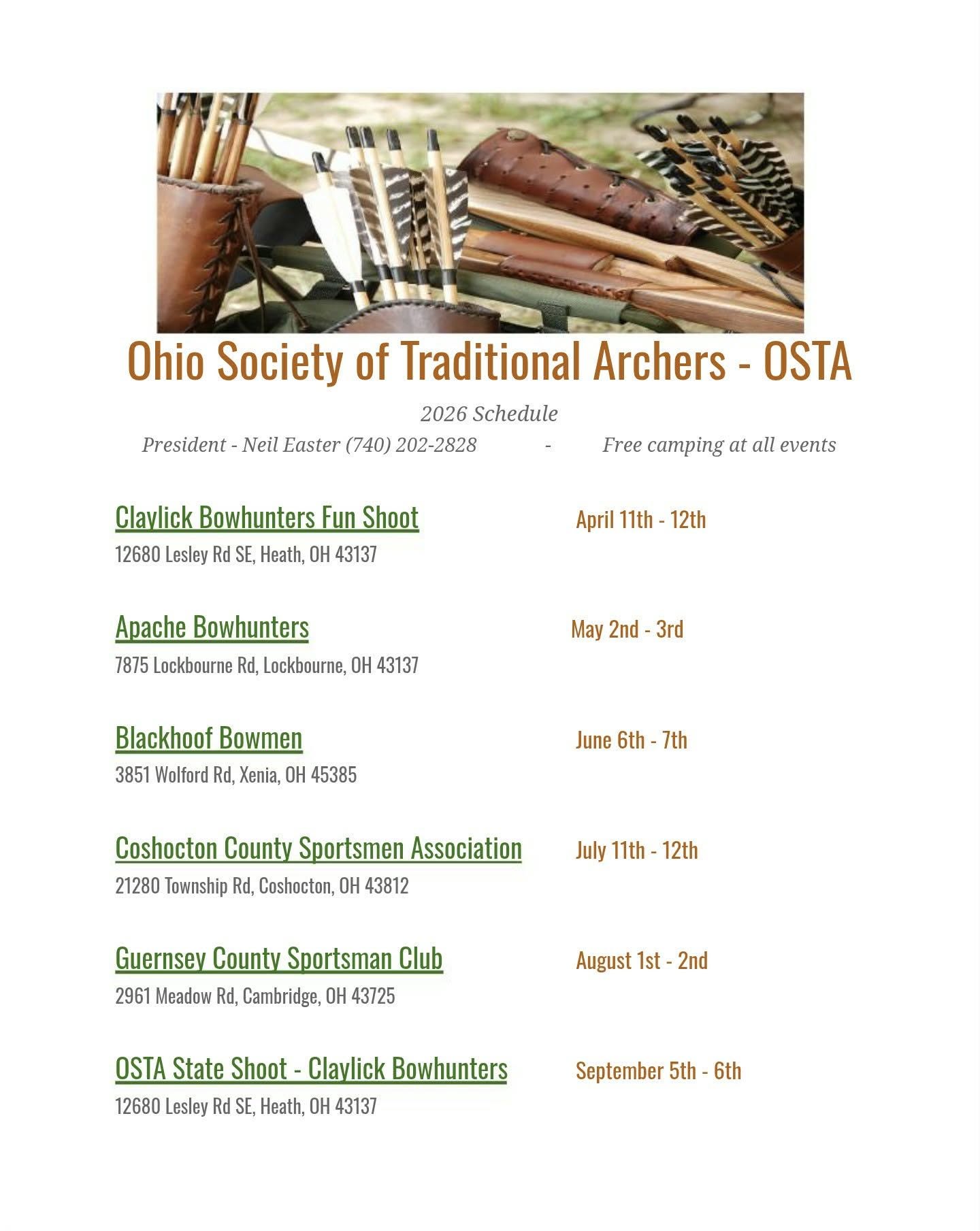 OSTA Schedule
